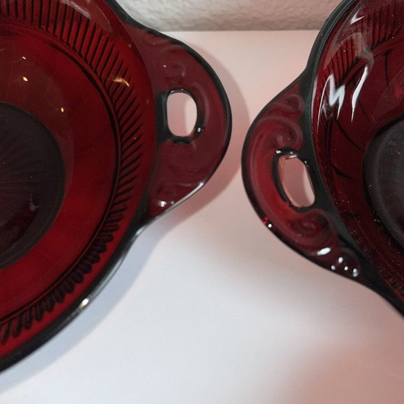 4 Anchor Hocking Coronation Royal Ruby Red 4 1/2” Handled Berry Dessert Bowls - Picture 4 of 6